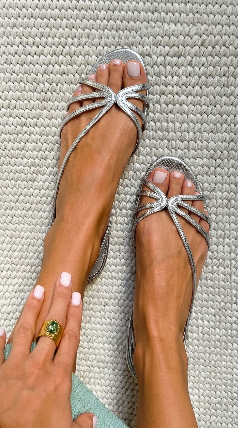 Dorada | Sandalias Planas Doradas con Tiras Finas
