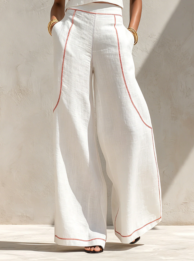 Vittoria | Conjunto blanco con top sin mangas y pantalón de pierna ancha