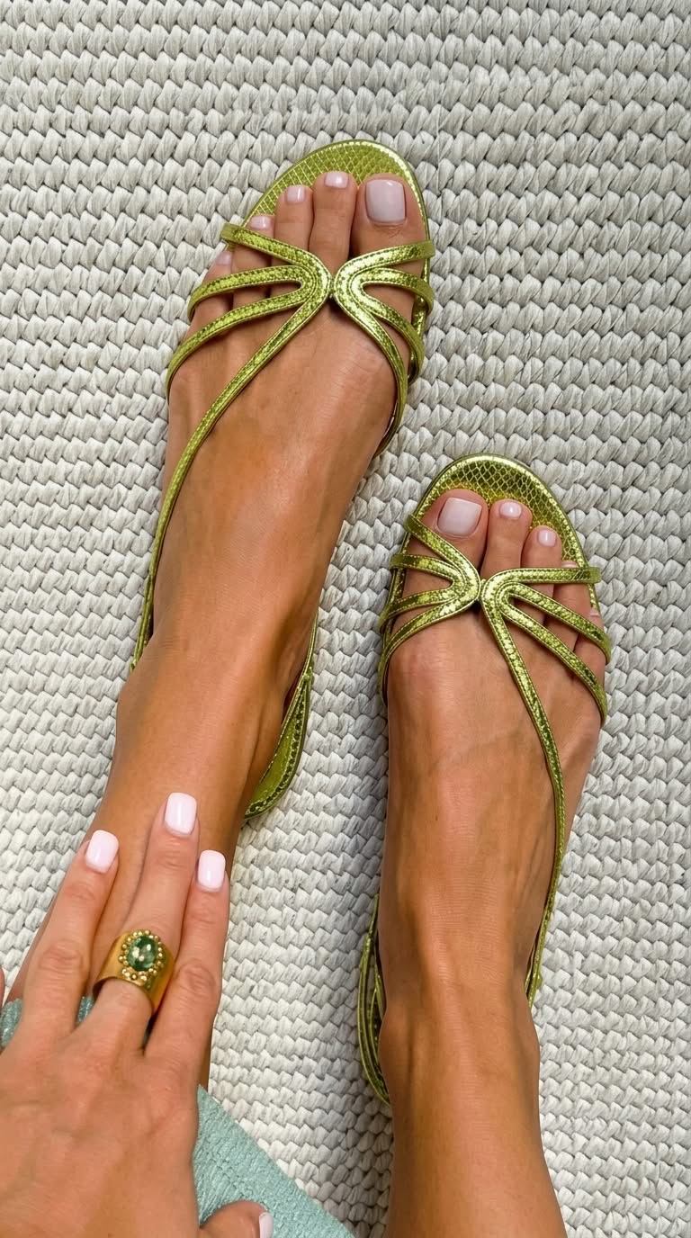 Dorada | Sandalias Planas Doradas con Tiras Finas