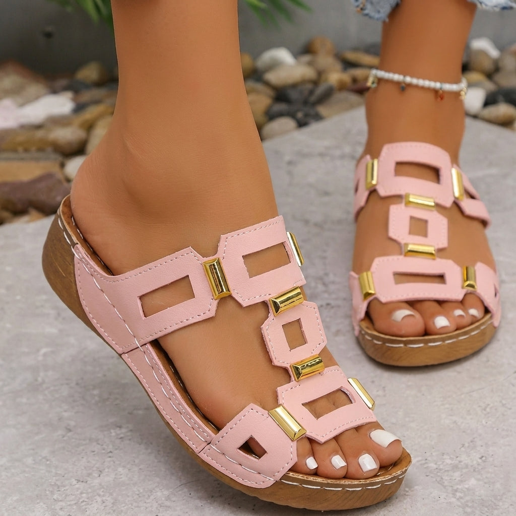 Esmeralda | Sandalias Verde con Detalles Dorados